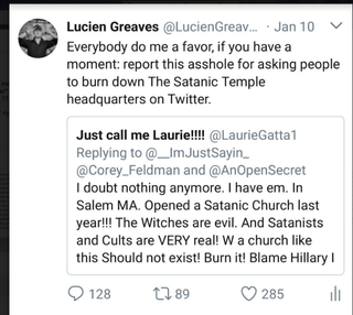 Illustration for article titled Satanic Temple Threatens to Sue Twitter for Religious Discrimination After They Were Threatened With Arson